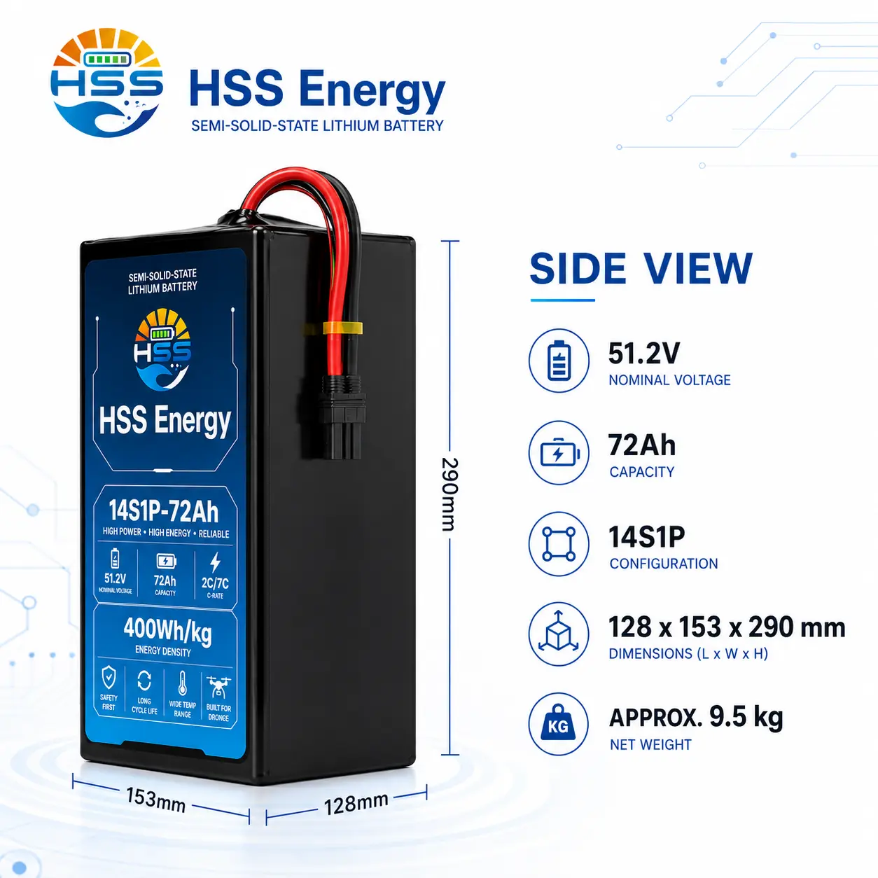 14S 72000mAh UAV 배터리
