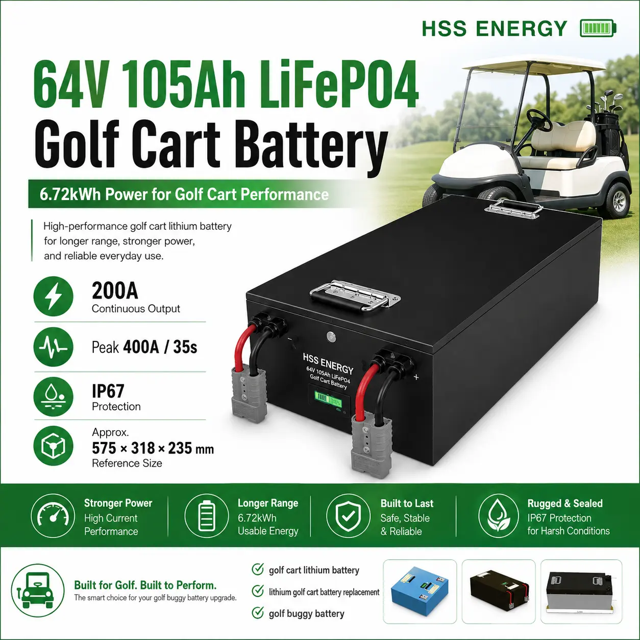 60V 105Ah 골프 카트 리튬 배터리